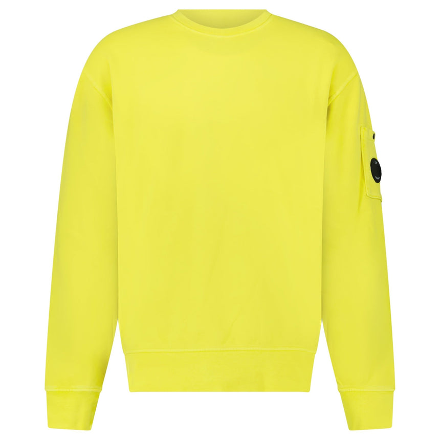 CP Company Brushed and Emerized Diagonal Fleece Crewneck Sweatshirt in Green Sheen - Boinclo - Outlet Sale Under Retail