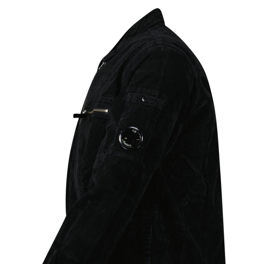 C.P. Company Corduroy Lens Zipped Overshirt in Black - Boinclo - Outlet Sale Under Retail