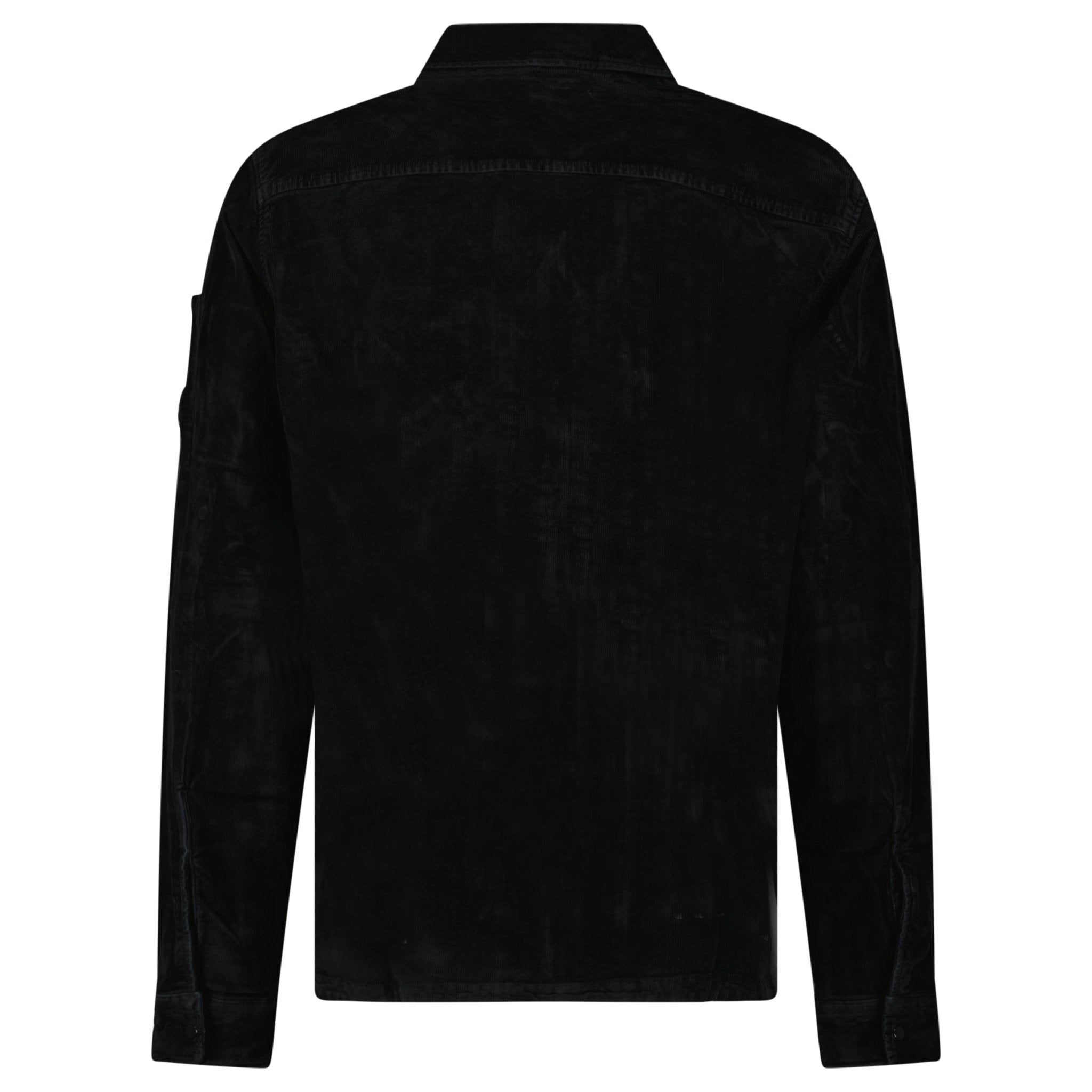 CP Company Corduroy Lens Zipped Overshirt in Black - Outlet Sale