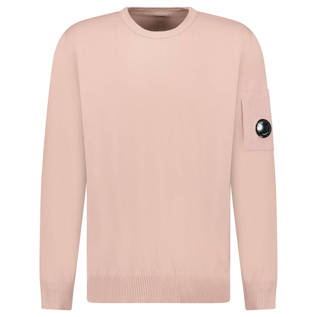 CP Company Cotton Crepe Crewneck Lens Knit in Misty Rose - Boinclo - Outlet Sale Under Retail