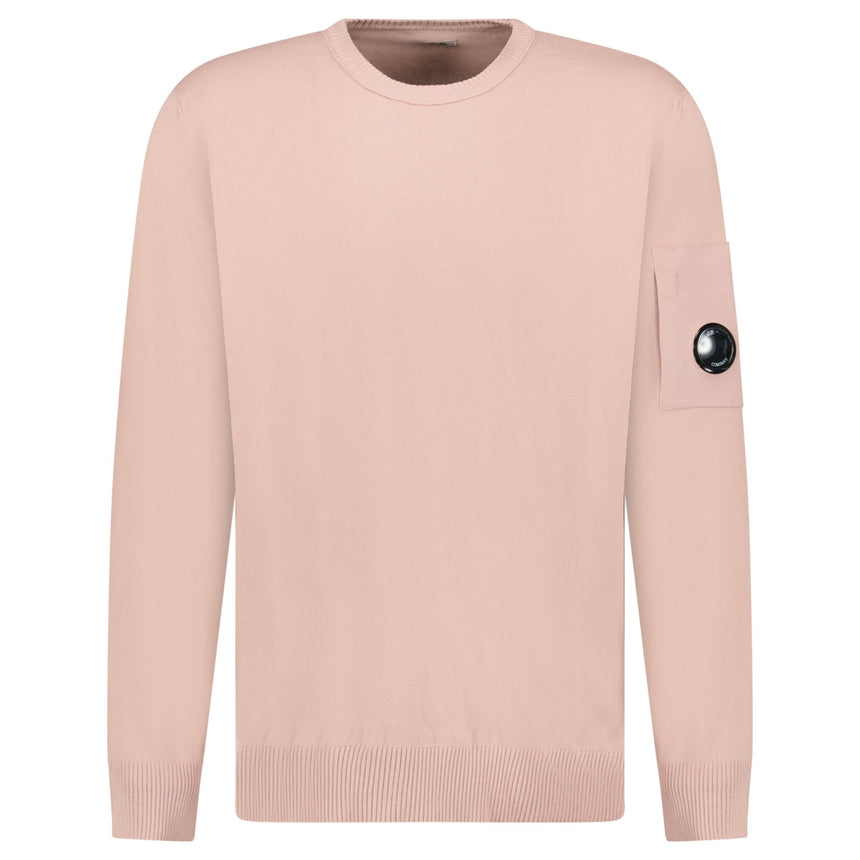 CP Company Cotton Crepe Crewneck Lens Knit in Misty Rose - Boinclo - Outlet Sale Under Retail