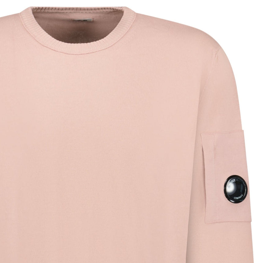 CP Company Cotton Crepe Crewneck Lens Knit in Misty Rose - Boinclo - Outlet Sale Under Retail