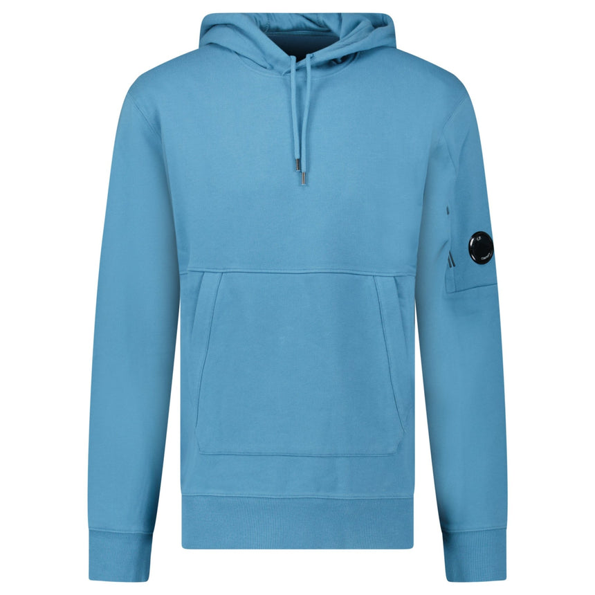 CP Company Diagonal Raised Fleece Hooded Lens Sweatshirt in Aegean Blue - Boinclo - Outlet Sale Under Retail