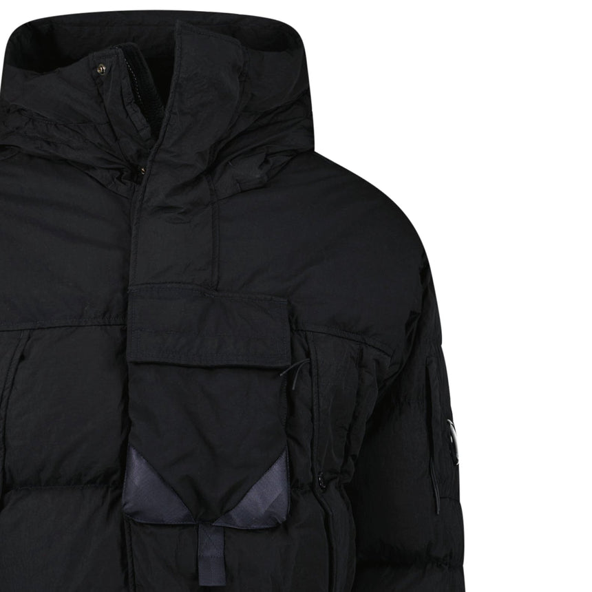 CP Company Eco - Chrome R Mixed Hooded Down Jacket in Black - Boinclo - Outlet Sale Under Retail
