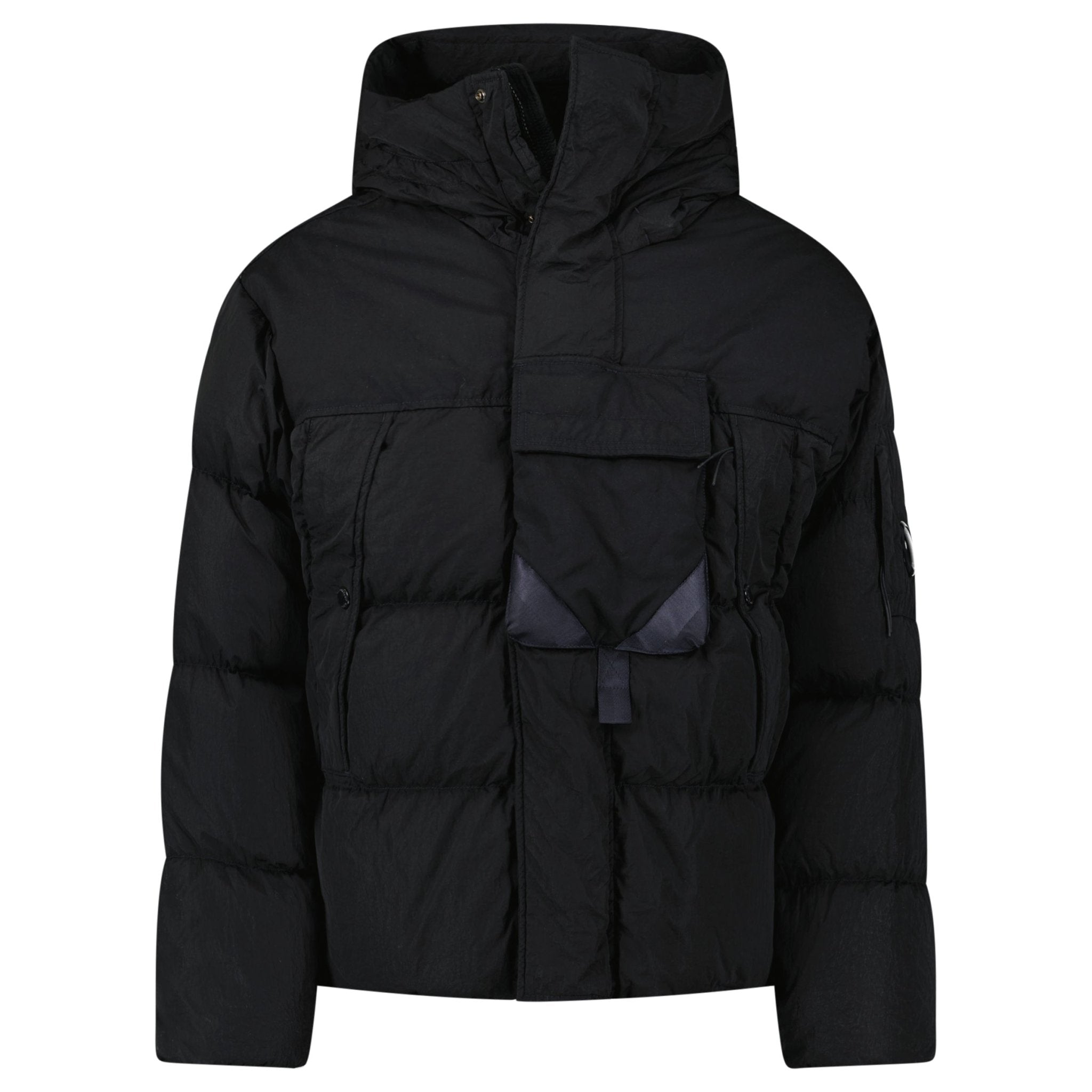 Color variation of CP Company Eco-Chrome R Mixed Hooded Down Jacket in Black