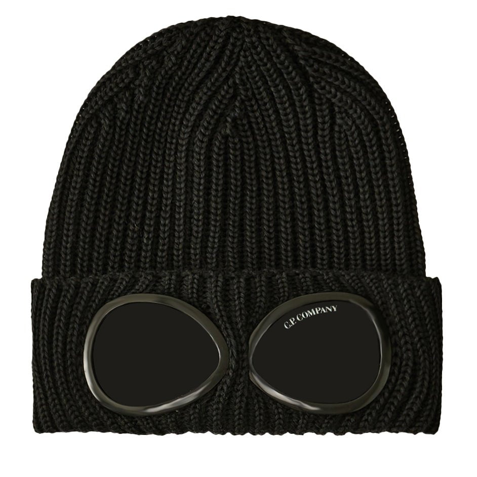 Color variation of CP Company Goggle Beanie Hat in Extra Fine Merino Wool Black
