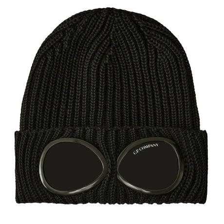 CP Company Goggle Beanie Hat in Extra Fine Merino Wool Black - Boinclo - Outlet Sale Under Retail