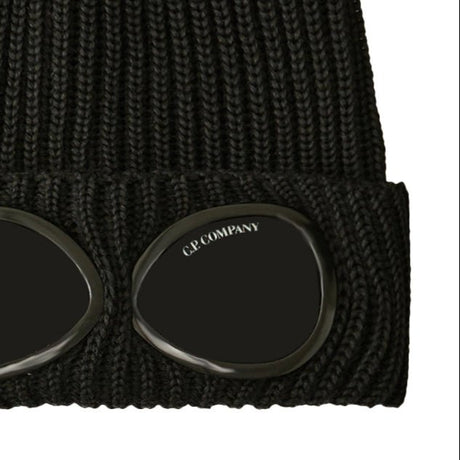 CP Company Goggle Beanie Hat in Extra Fine Merino Wool Black - Boinclo - Outlet Sale Under Retail