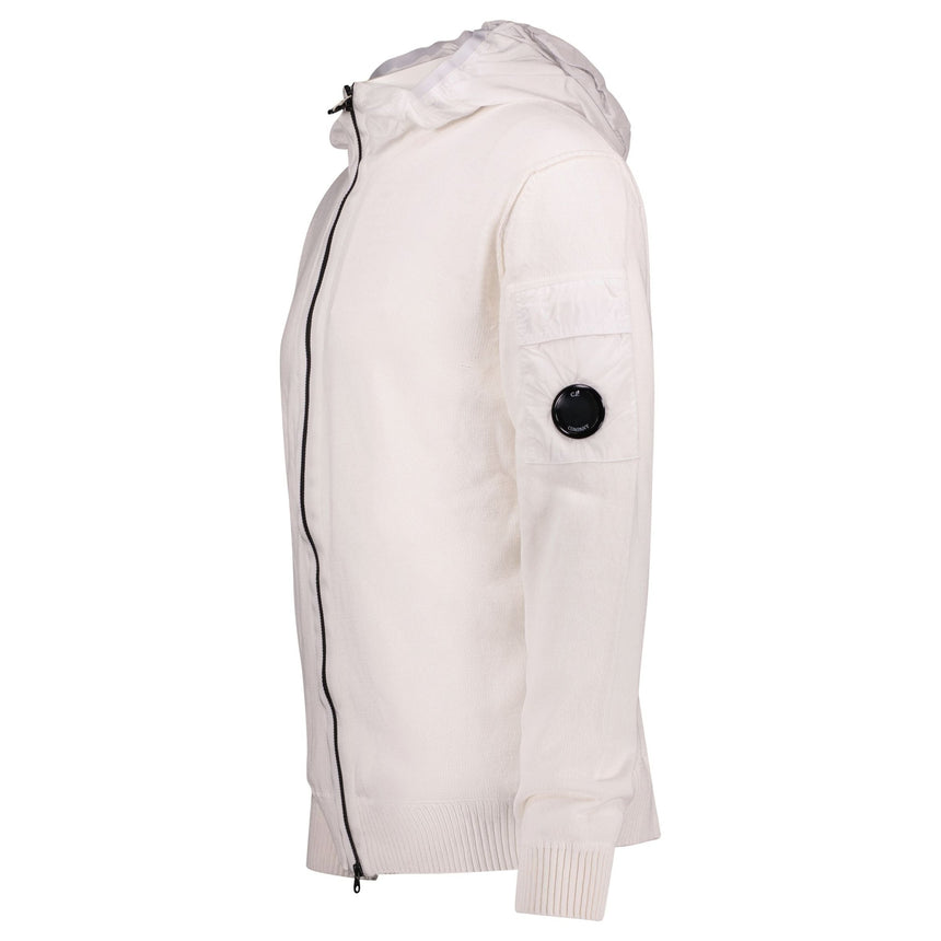 CP Company Lens Cotton Zip Fleece Hoodie White - Boinclo - Outlet Sale Under Retail