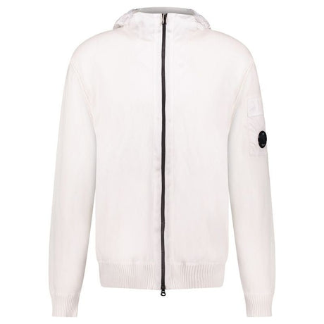 CP Company Lens Cotton Zip Fleece Hoodie White - Boinclo - Outlet Sale Under Retail