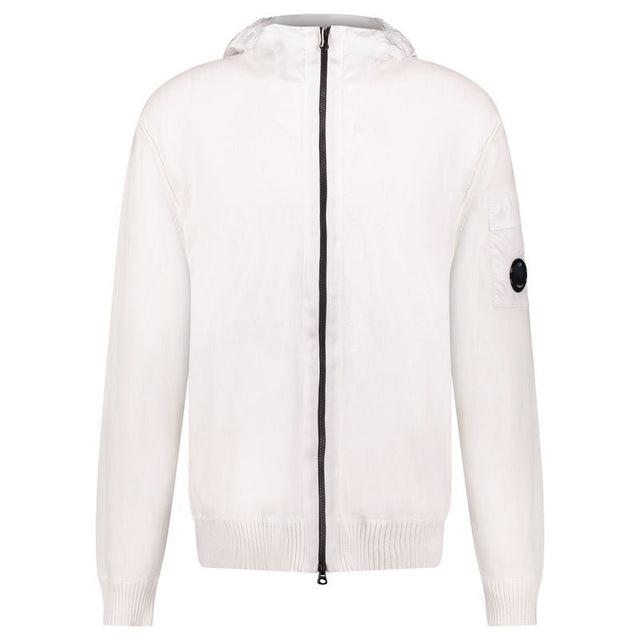 CP Company Lens Cotton Zip Fleece Hoodie White - Boinclo - Outlet Sale Under Retail