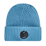 CP Company Lens Extra Fine Merino Wool Beanie in Blue - Boinclo - Outlet Sale Under Retail