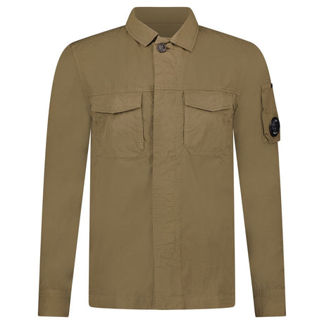 CP Company Lens 'Gabardine' Overshirt Dark Beige - Boinclo - Outlet Sale Under Retail
