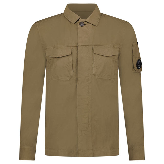 CP Company Lens 'Gabardine' Overshirt Dark Beige - Boinclo - Outlet Sale Under Retail