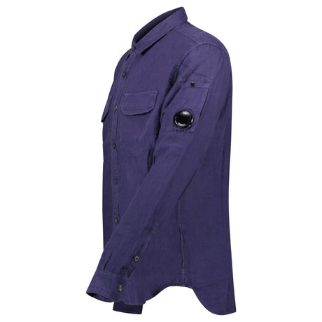 CP Company Lens Pocket Overshirt Linen Navy - Boinclo - Outlet Sale Under Retail