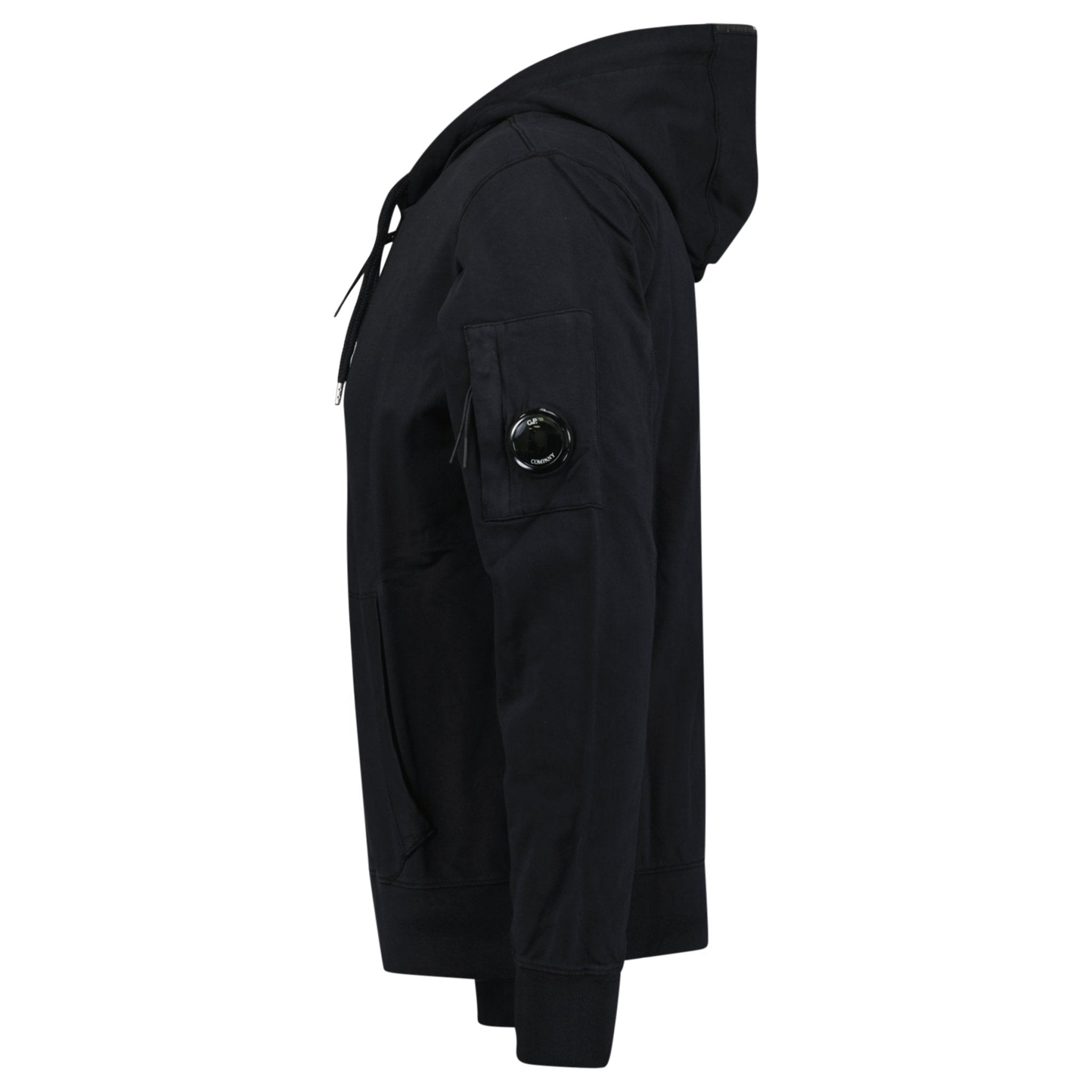 【C.P. Company】 24SS Light Fleece Zipped Hoodie Black Black Light Fleece Full Zip Hoodie by C.P. Company on Sale