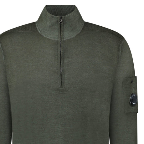 C.P. Company Merino Half - Zip Knitwear in Dark Shadow - Boinclo - Outlet Sale Under Retail