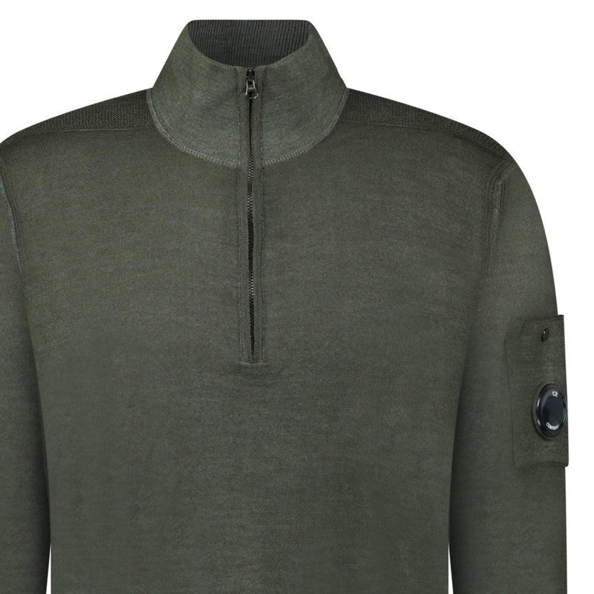 C.P. Company Merino Half - Zip Knitwear in Dark Shadow - Boinclo - Outlet Sale Under Retail
