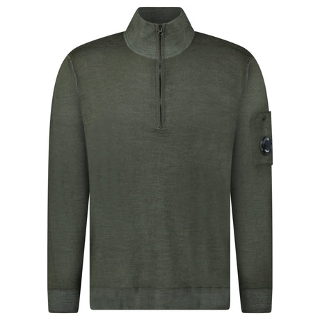 C.P. Company Merino Half - Zip Knitwear in Dark Shadow - Boinclo - Outlet Sale Under Retail