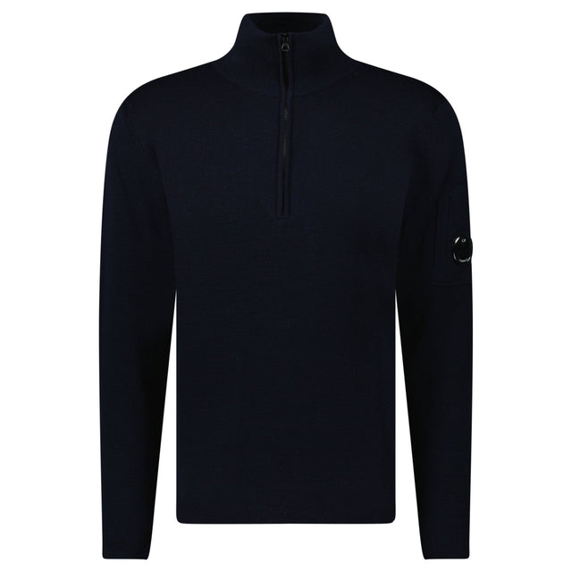 C.P. Company Re - Wool Half Lens Zip Sweater Navy - Boinclo - Outlet Sale Under Retail