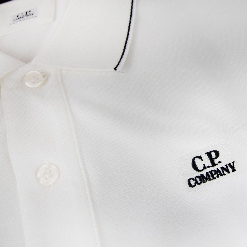 CP Company 'Tacting Piquet' Short Sleeve Polo White - Boinclo - Outlet Sale Under Retail