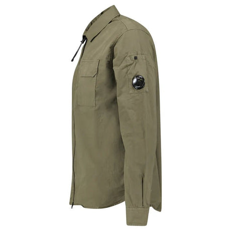 CP Company Zip - Up Lens Overshirt in Khaki - Boinclo - Outlet Sale Under Retail