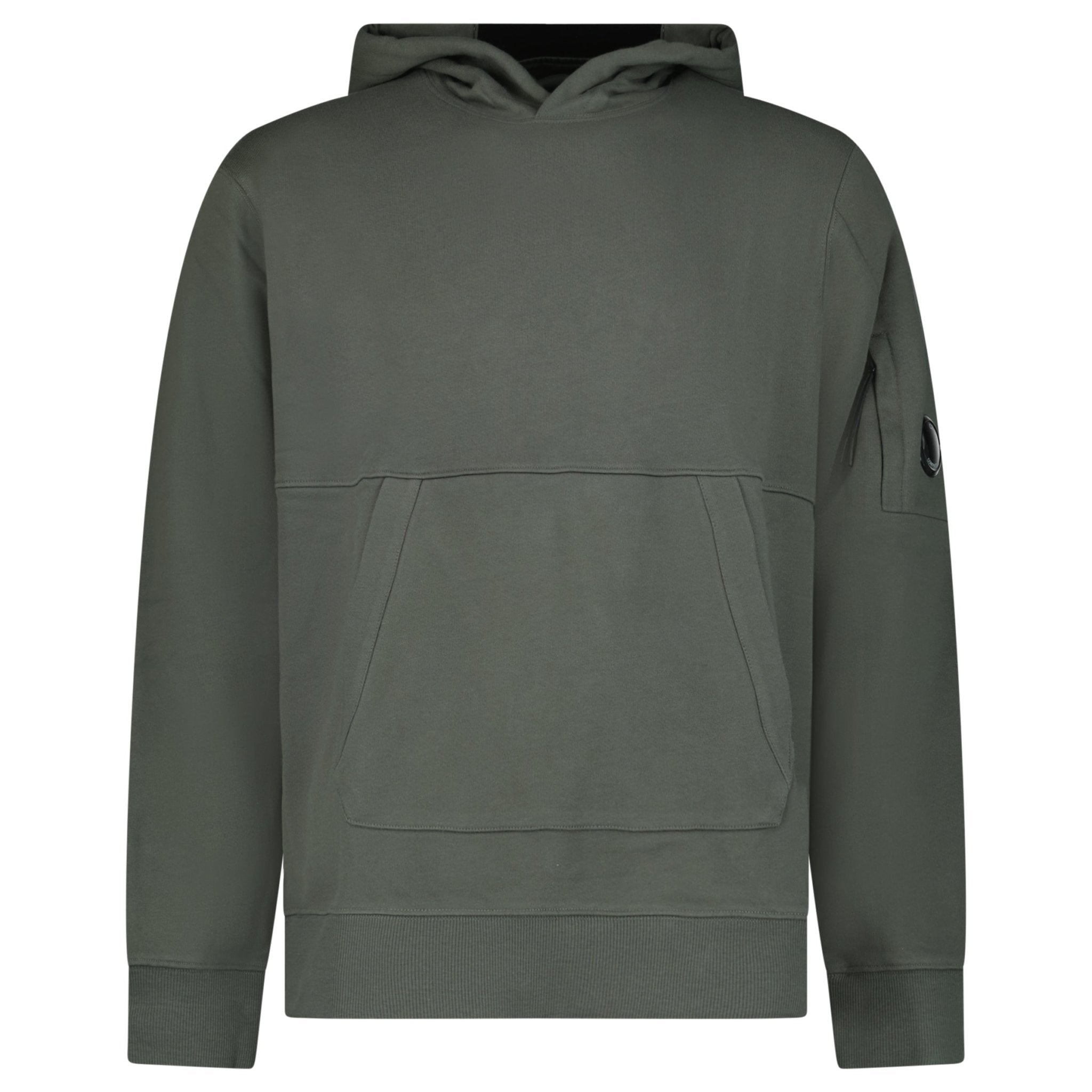 Color variation of CP Company Diagonal Raised Fleece Hooded Lens Sweatshirt in Gunmetal Grey