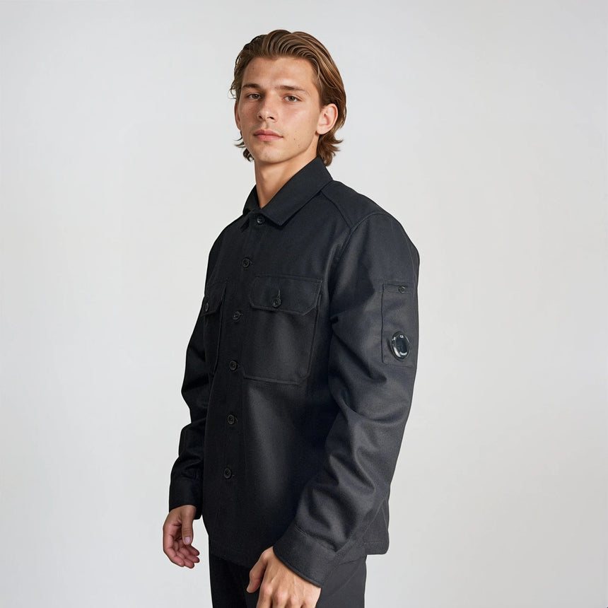 CP Company Felt Lens Overshirt in Black - Boinclo - Outlet Sale Under Retail