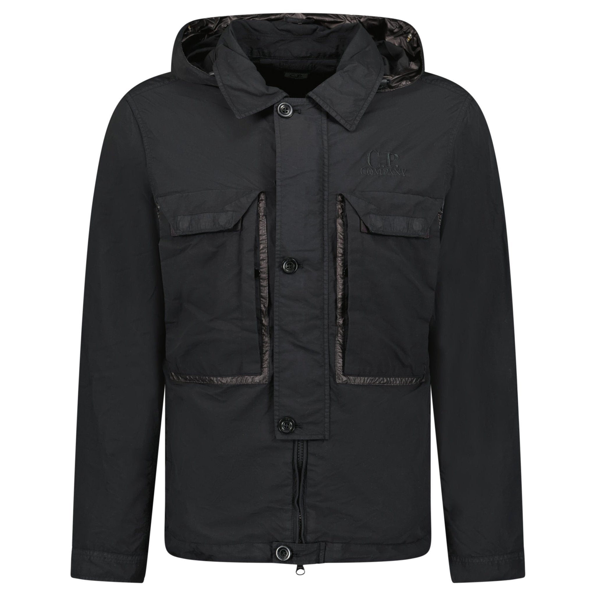 CP Company Flatt Nylon Black Goggle Over-shirt - Outlet Sale Under