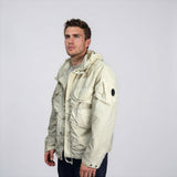 CP Company Flatt Nylon Goggle Jacket in Frozen Dew White - Boinclo - Outlet Sale Under Retail
