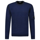 CP Company Fleece Knit Crewneck Vanisé Lens Knit Jumper Estate Blue - Boinclo - Outlet Sale Under Retail