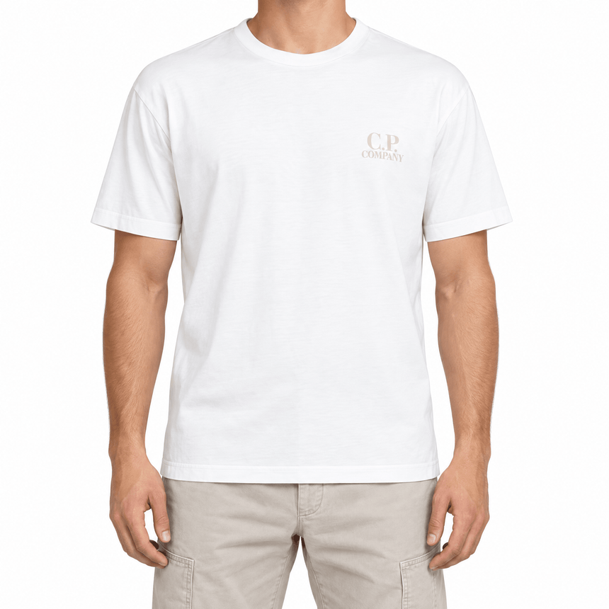 CP Company Jersey Short Sleeve Logo T-Shirt in Gauze White - Boinclo - Outlet Sale Under Retail