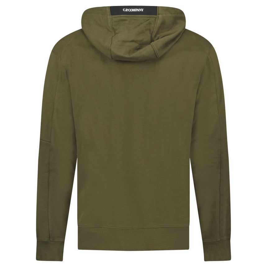 CP Company Lens Diagonal Raised Hooded Fleece Ivy Green Outlet