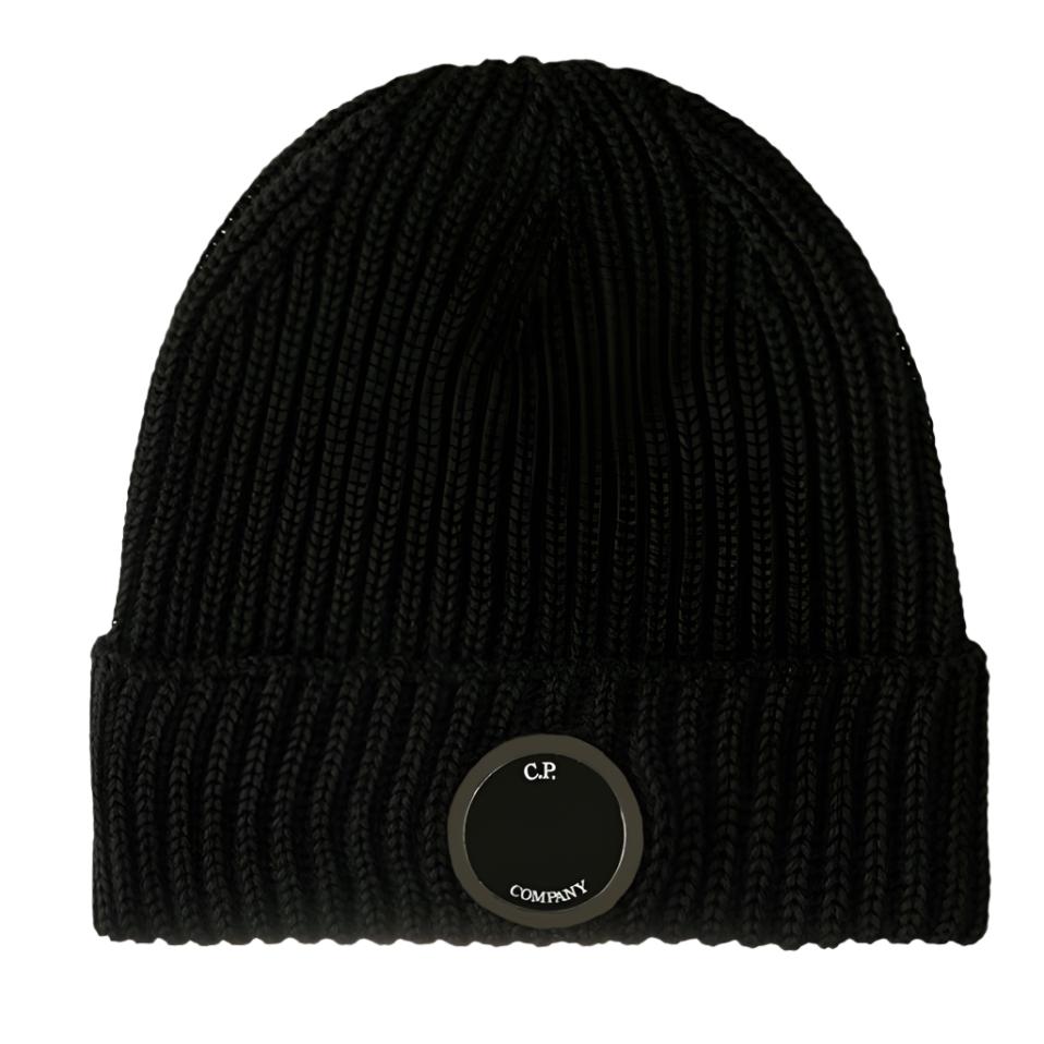 Color variation of CP Company Lens Extra Fine Merino Wool Beanie Black