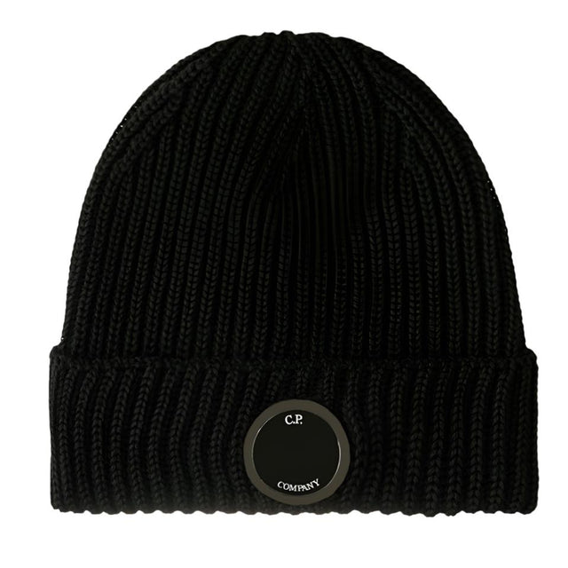 CP Company Lens Extra Fine Merino Wool Beanie Black - Boinclo - Outlet Sale Under Retail
