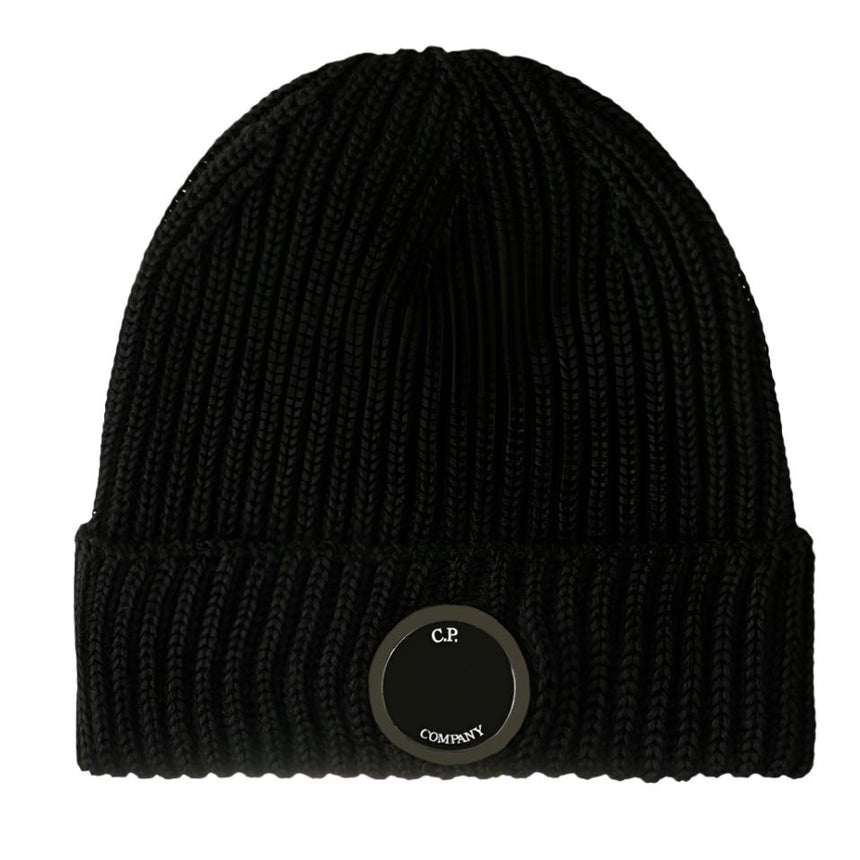 CP Company Lens Extra Fine Merino Wool Beanie Black - Boinclo - Outlet Sale Under Retail