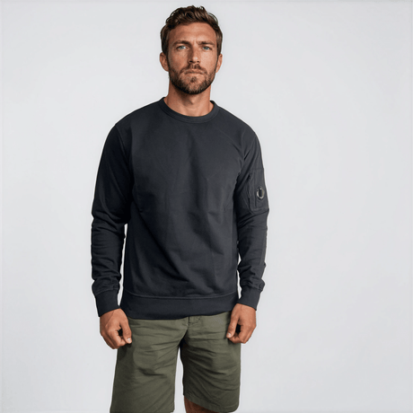 CP Company Lens Light Fleece Crewneck Sweatshirt Black - Boinclo - Outlet Sale Under Retail