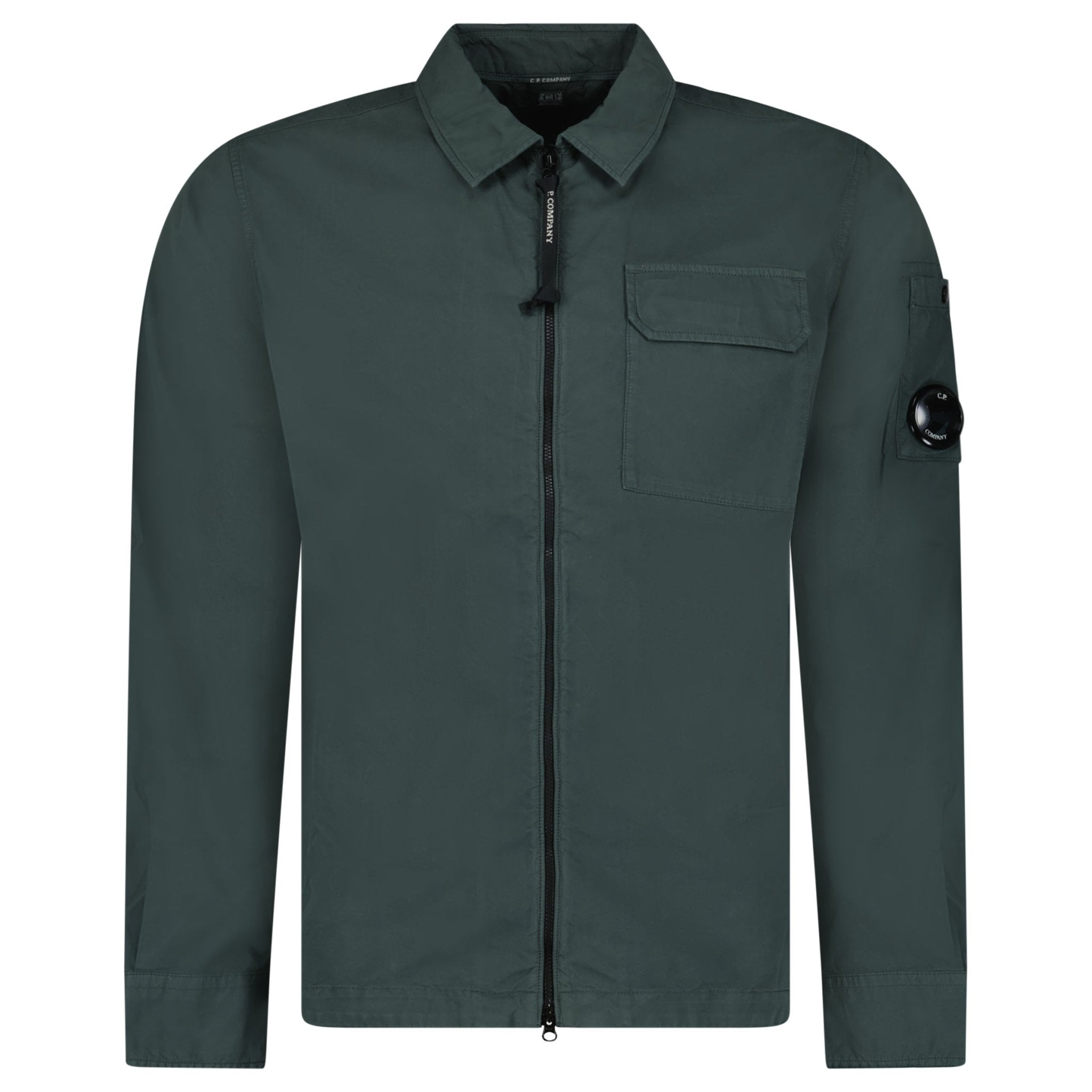 Color variation of CP Company Lens Zip-Up Overshirt Dark Shadow