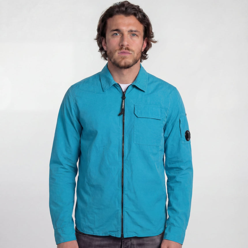 CP Company Lens Zip-Up Overshirt in Ink Blue - Boinclo - Outlet Sale Under Retail