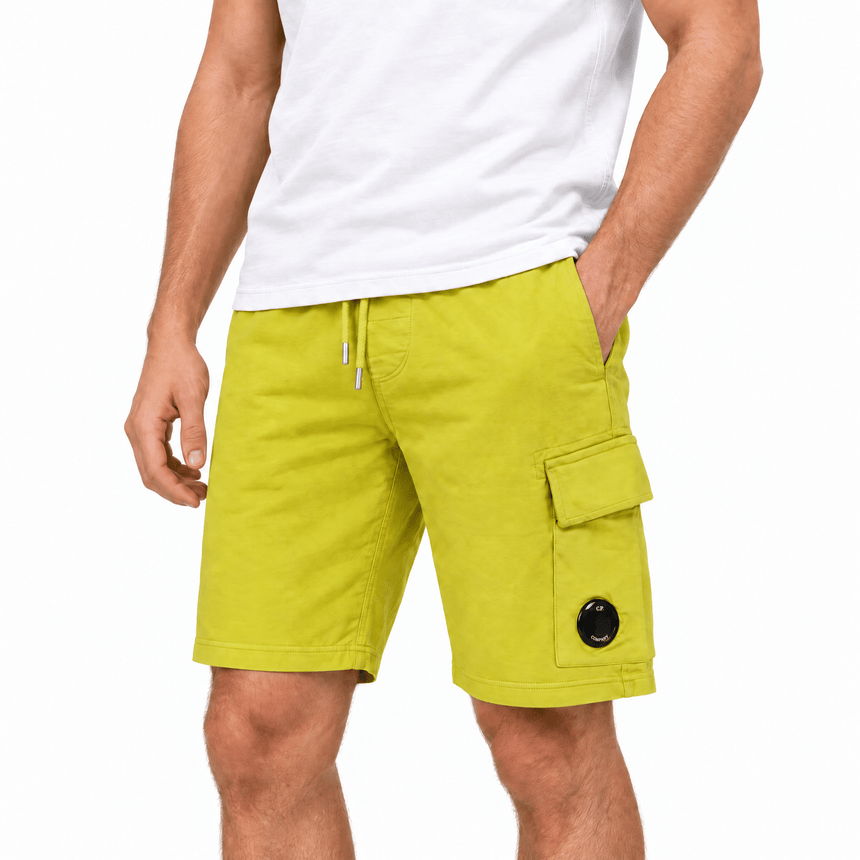 CP Company Light Fleece Cargo Lens Shorts in Antique Moss Green - Boinclo - Outlet Sale Under Retail