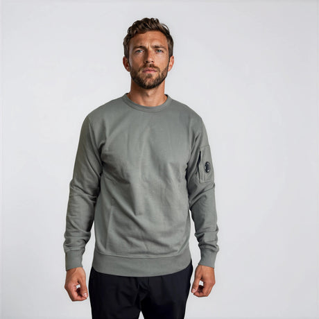 CP Company Light Fleece Crewneck Lens Sweatshirt in Gunmetal - Boinclo - Outlet Sale Under Retail