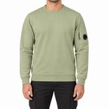 CP Company Light Fleece Crewneck Lens Sweatshirt in Moss Grey - Boinclo - Outlet Sale Under Retail