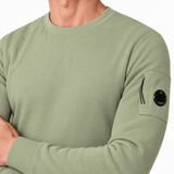 CP Company Light Fleece Crewneck Lens Sweatshirt in Moss Grey - Boinclo - Outlet Sale Under Retail