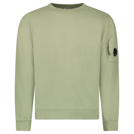 CP Company Light Fleece Crewneck Lens Sweatshirt in Moss Grey - Boinclo - Outlet Sale Under Retail