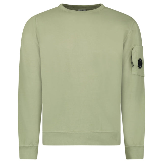 CP Company Light Fleece Crewneck Lens Sweatshirt in Moss Grey - Boinclo - Outlet Sale Under Retail