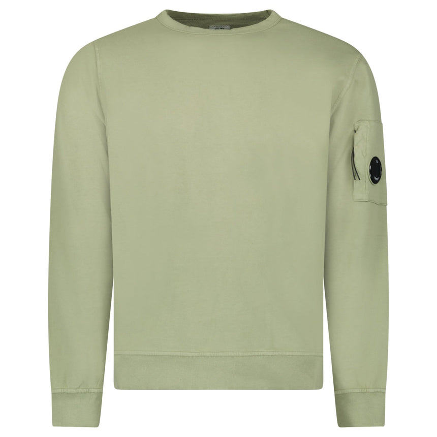 CP Company Light Fleece Crewneck Lens Sweatshirt in Moss Grey - Boinclo - Outlet Sale Under Retail