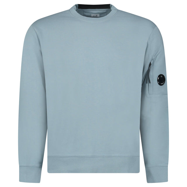 CP Company Light Fleece Crewneck Lens Sweatshirt in Silver Blue - Boinclo - Outlet Sale Under Retail