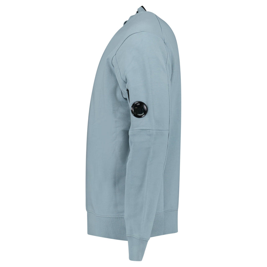 CP Company Light Fleece Crewneck Lens Sweatshirt in Silver Blue - Boinclo - Outlet Sale Under Retail