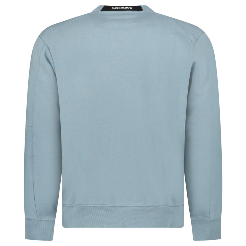 CP Company Light Fleece Crewneck Lens Sweatshirt in Silver Blue - Boinclo - Outlet Sale Under Retail