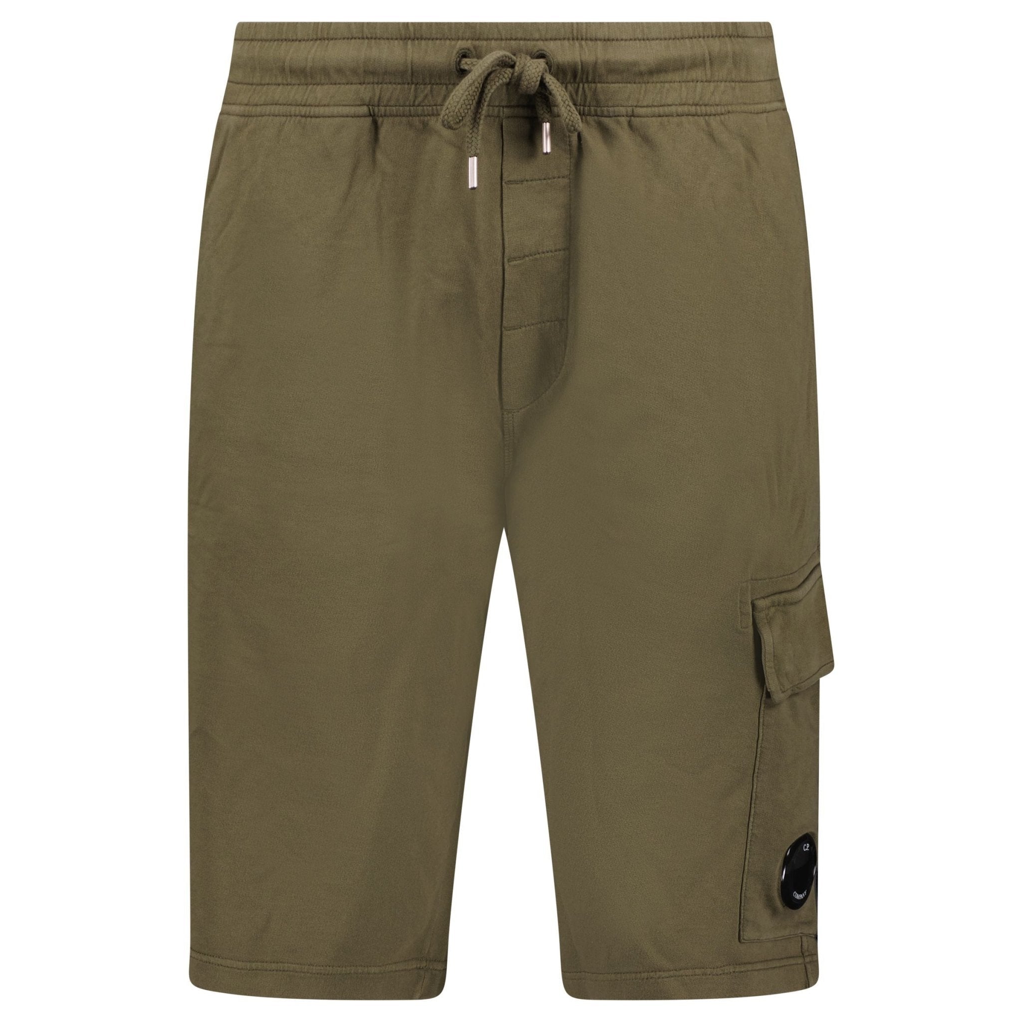 Color variation of CP Company Light Fleece Lens Sweat Shorts Ivy Green